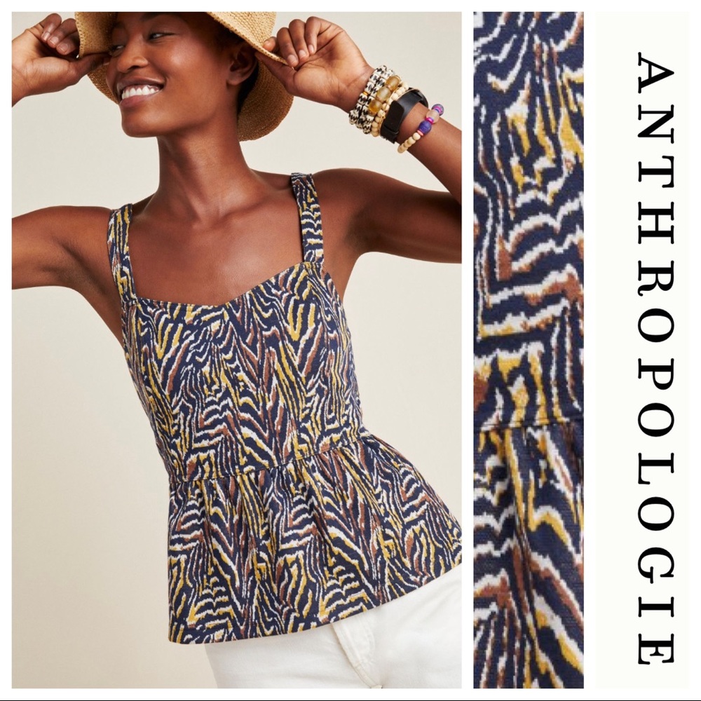 LIKE NEW! Anthro Jaime Zebra Peplum Tank, Small